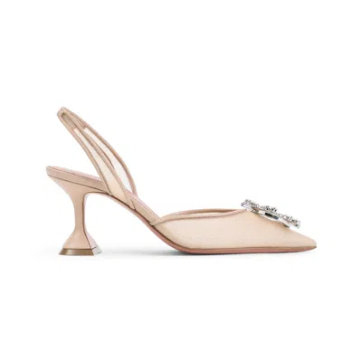 Amina Muaddi Begum Mesh 70 Sling Mules Women In Brown