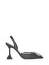 Amina Muaddi Black Mesh Pumps With Starburst Brooch