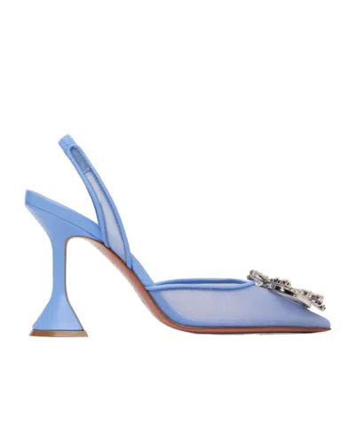 Amina Muaddi Begum Mesh Sling 95 Pointed-toe High-heeled Sandals In Blue
