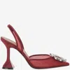 Amina Muaddi 95mm Begum Mesh Crystal Slingback Pumps In Red