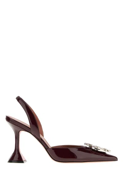 Amina Muaddi Begum Mini Slingback Pumps In Burgundy Leather