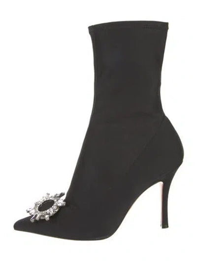 Pre-owned Amina Muaddi Begum Neoprene Boots In Black