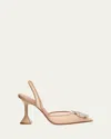 Amina Muaddi Women Begum Mesh Slingback Pumps In Beige