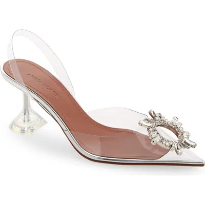 Amina Muaddi Begum Pointed Toe Slingback Pump In Transparent Pvc