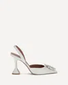 Amina Muaddi Begum Satin Slingback Pumps White