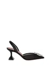 Amina Muaddi Pointed High-heeled Sandals In Black/white