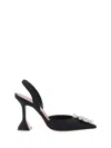 Amina Muaddi Rosie Crystal-embellished Satin Slingback Pumps In Satin Black/white