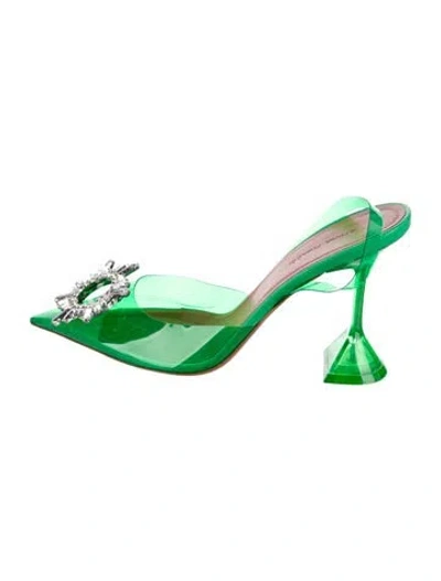 Pre-owned Amina Muaddi Begum Pvc Mules In Green