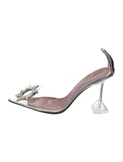 Pre-owned Amina Muaddi Begum Pvc Pumps In Neutral
