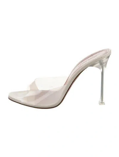 Pre-owned Amina Muaddi Begum Pvc Slides In White