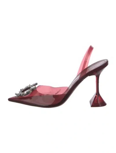 Pre-owned Amina Muaddi Begum Pvc Slingback Pumps In Burgundy