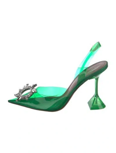 Pre-owned Amina Muaddi Begum Pvc Slingback Pumps In Green