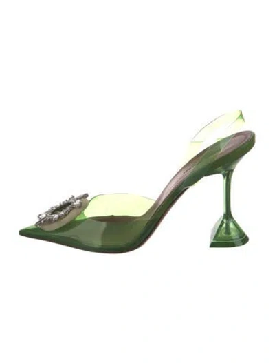 Pre-owned Amina Muaddi Begum Pvc Slingback Pumps In Green