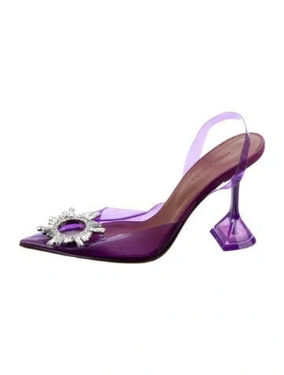 Pre-owned Amina Muaddi Begum Pvc Slingback Pumps In Purple