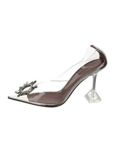 Pre-owned Amina Muaddi Begum Pvc Slingback Pumps In Silver