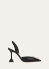 Amina Muaddi Rosie Crystal-embellished Satin Slingback Pumps In Black