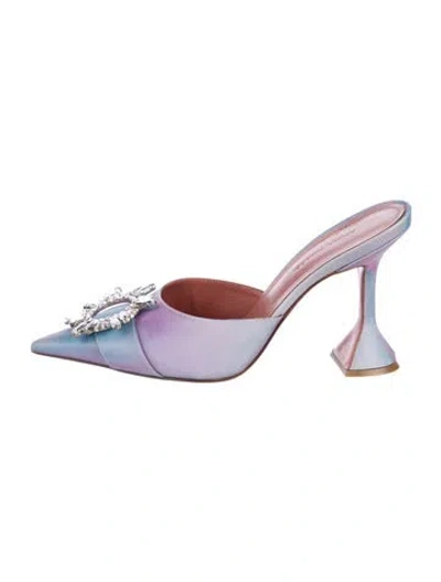 Pre-owned Amina Muaddi Begum Satin Mules In Purple