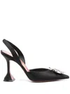 Amina Muaddi Begum Satin Slingback Pumps In Animal Print
