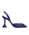 Amina Muaddi Navy Begum Sling 95 Heels In Blue