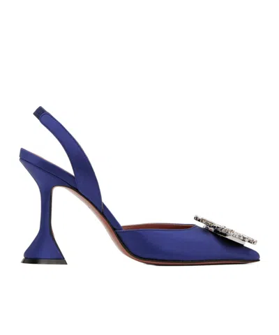 Amina Muaddi Navy Begum Sling 95 Heels In Blue