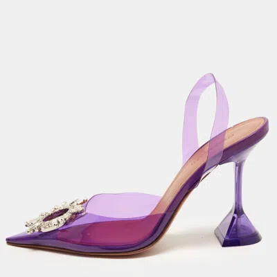 Pre-owned Amina Muaddi Begum Size 38 Purple Pvc Slingback Pumps