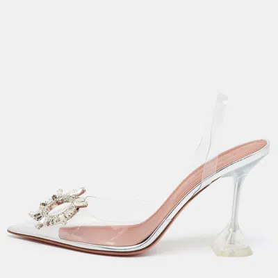 Pre-owned Amina Muaddi Begum Size 40 Transparent Pvc Slingback Pumps