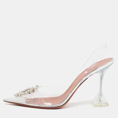 Pre-owned Amina Muaddi Begum Size 41 Transparent/silver Pvc Slingback Pumps