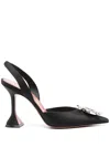 Amina Muaddi Womens Black Rosie Crystal-embellished Leather Sling-back Courts In Black