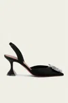 Amina Muaddi Begum Sling 70 Crystal Embellished Black Leather Pumps