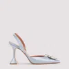 Amina Muaddi Elegant Crystal-embellished Pointed Toe Slingbacks With 95mm Heel In Gray