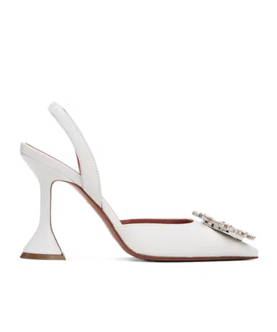 Amina Muaddi Begum Sling 95 Pointed-toe High-heeled Sandals In White