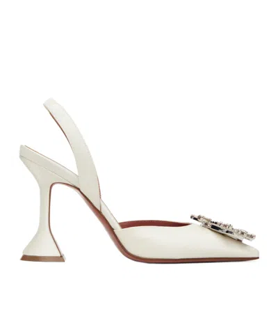 Amina Muaddi Begum Sling 95 Pointed-toe High-heeled Sandals In White