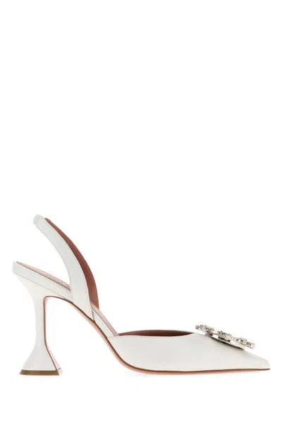 Amina Muaddi 95 Begum Crystal-embellished Slingback Pumps In White