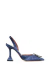 Amina Muaddi Begum Sling Denim Slingback In Blue