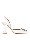Amina Muaddi Begum Swarovski Crystal-embellished Leather Slingback Pumps In White