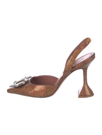 Pre-owned Amina Muaddi Begum Slingback Glitter Slingback Pumps