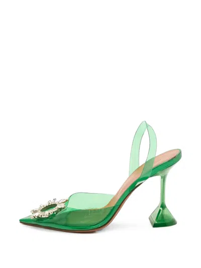 Pre-owned Amina Muaddi Begum Slingback Pumps In Green