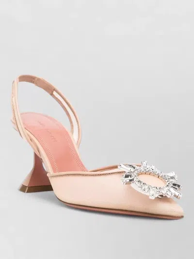 Amina Muaddi Begum Slingback Pumps Pointed Toe Embellished In Pink