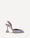 Amina Muaddi Elegant Crystal-embellished Pointed Toe Slingbacks With 95mm Heel In Purple
