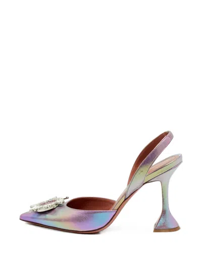 Pre-owned Amina Muaddi Begum Slingback Pumps In Purple