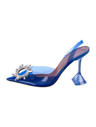 Pre-owned Amina Muaddi Begum Slingback Pvc Slingback Pumps In Blue