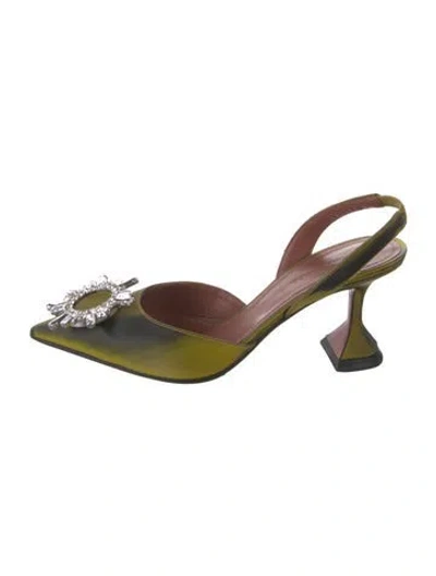 Pre-owned Amina Muaddi Begum Slingback Pvc Slingback Pumps In Green