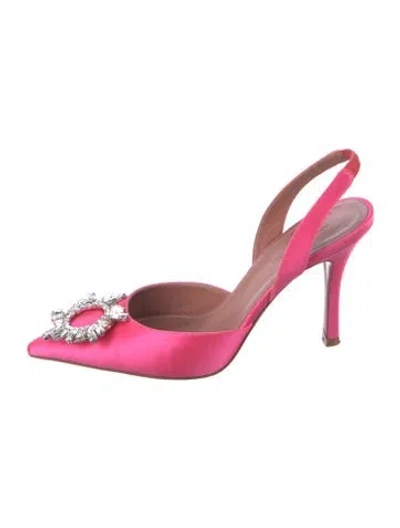 Pre-owned Amina Muaddi Begum Slingback Satin Slingback Pumps In Pink