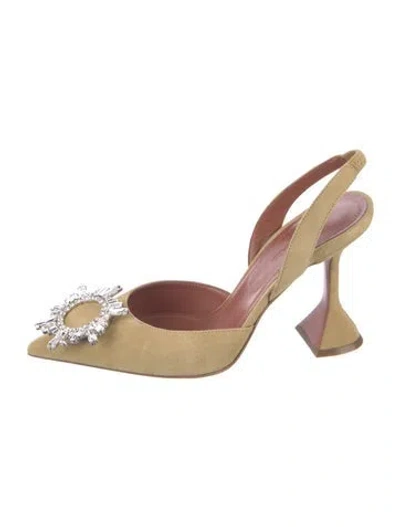 Pre-owned Amina Muaddi Begum Slingback Suede Slingback Pumps In Pink