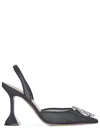 Amina Muaddi Pointed High-heeled Sandals In Black