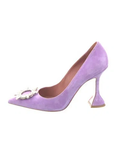 Pre-owned Amina Muaddi Begum Suede Pumps In Purple