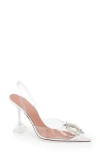 Amina Muaddi Begum Transparent Pointed Toe Slingback Pump
