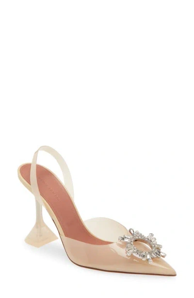 Amina Muaddi Begum Transparent Pointed Toe Slingback Pump In Vanilla