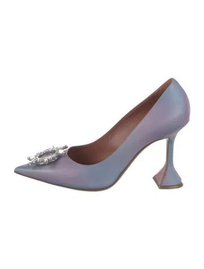 Pre-owned Amina Muaddi Begum Vinyl Pumps In Blue