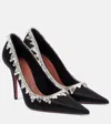 Amina Muaddi Satin Embellished Begumissima Pumps 105 In Black